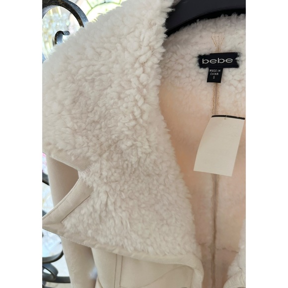 Bebe Faux Suede Sherpa Coat S NWT - Picture 4 of 9